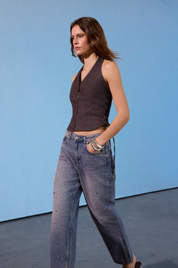 Limited Edition Mavi DOKUMLU Tas Detayl? Yuksek Bel Baggy Jeans TWOSS26JE00243 - Trendyolmilla фото 4