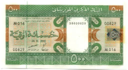 Банкнота 500 угия 2002 года Мавритания