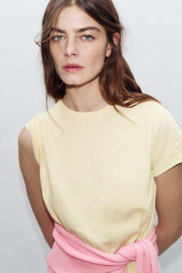 CAMISETA ALGOD?N MANGA CORTA / Amarillo - Zara фото 9