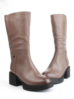 02-FI908-3M BROWN Сапоги зимние женские (натуральная кожа, натуральный мех)