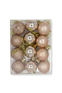 Набор новогодних шаров 3 см (12 шт) SF-7334, розовое золото №12 - Больше подарков фото 2