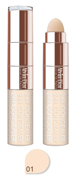 Alvin Dor CF-2 Консилер жидкий+спонж тон 01, 24H Full cover concealer 6мл