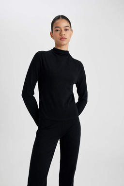 DeFactoFit Футболка узкого кроя с высоким воротником и длинными рукавами  фото 5