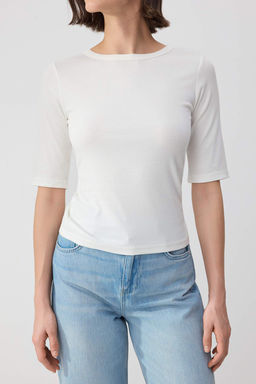 Wardrobe Essentials-Ekru Fitted/Vucuda Oturan Truvakar Buzgulu Modal Orme Bluz TWOSS26BZ00355 - Trendyolmilla фото 3