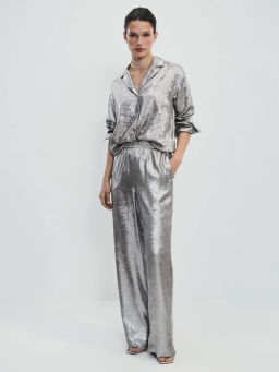 Прямые брюки из блестящей ткани / Zarina