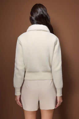 Ekru Yumusak Dokulu Yakas? Kurklu Triko H?rka TWOAW26HI00294 - Trendyolmilla фото 4