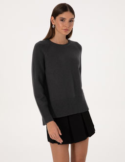 Antrasit Comfort Fit Y_n Kar___ml_ Kazak