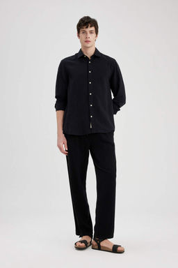 Вискозные брюки прямого кроя стандартного кроя - Defacto фото 2