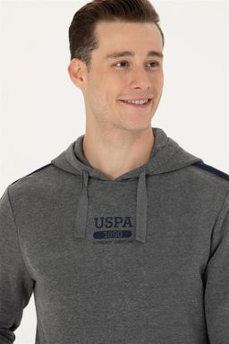 U. S. Polo Assn Мужская толстовка с капюшоном антрацитового меланжевого цвета - U.s. polo assn фото 2