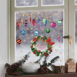 Наклейки на окна многоразовые «Новогоднее настроение», 50×70 см