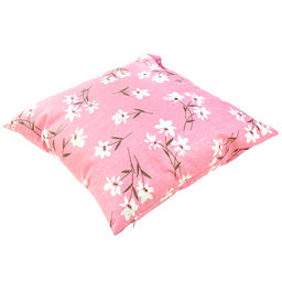 Наволочка декоративная 43х43см "Цветы на розовом", искусственная ткань, рисунок с 2-х сторон, на молнии (Китай)