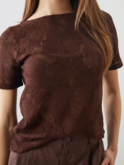 Bisiklet Yaka Dantelli Bluz