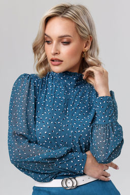 Блузка женская 3071-27/30/Бирюзовый, белый