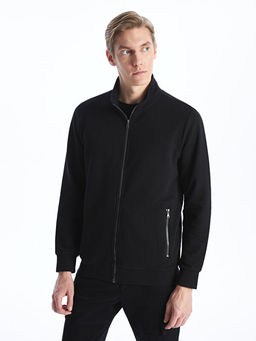 Dik Yaka Uzun Kollu Erkek Fermuarl? Sweatshirt