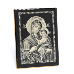 Икона настольная из обсидиана 70*30*95мм "Богородица". Радуга камня