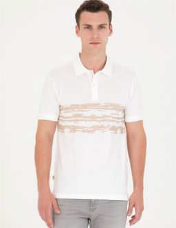 Ekru Slim Fit Polo Yaka Ti__rt