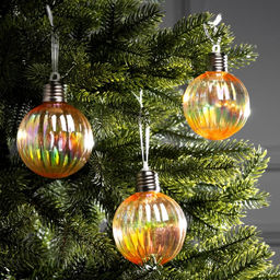 Набор ёлочных шаров Золотистые грани, 3 шт, d=7 см, 3 LED, от батареек AG139, свечение тёплое белое - Luazon lighting фото 2