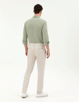 Bej Slim Fit Kanvas Pantolon