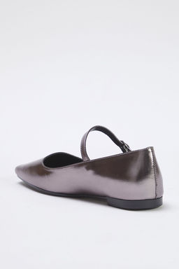 Trendyol Shoes Gumus Metalik Bantl? Kare Burun Mary JaneKad?n Babet TAKSS25BE00003 - Trendyolmilla фото 7