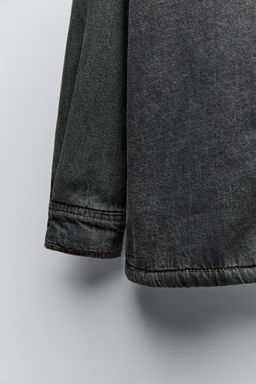FAUX SHEARLING DENIM OVERSHIRT WITH HOOD - Zara фото 5