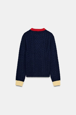 CABLE-KNIT COLOUR BLOCK JUMPER - Zara фото 13