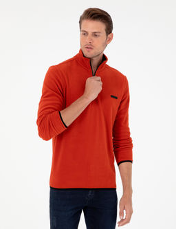 Kiremit Regular Fit Yar_m Fermuarl_ Polar Sweatshirt