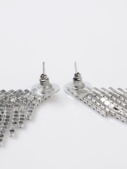 Серьги висячие со стразами Вечное сияние крылья, белые в серебре - Qf фото 2