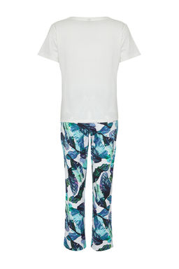 Trendyolmilla Beyaz-Cok Renkli %100 Pamuklu Cicekli Orme Pijama Tak?m? THMSS24PT00322