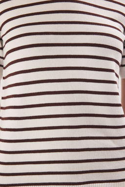 Trendyolmilla Ekru Cizgili Basic Viskon Kar?s?ml? Triko Ince Bluz TWOSS25BZ00488  фото 9
