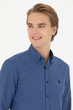 Мужская темно-синяя рубашка с длинным рукавом - U.s. polo assn фото 2