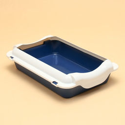 Туалет для кошек, 36×26×9 см, средний, с бортом, пластик, синий, белый