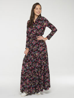 Платье женское 211-3634. Ш74 т.сливовый цветы