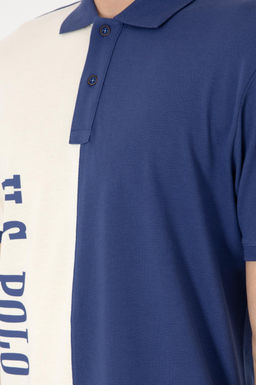 Футболка U.S. Polo Assn Regular Fit поло синяя из хлопка