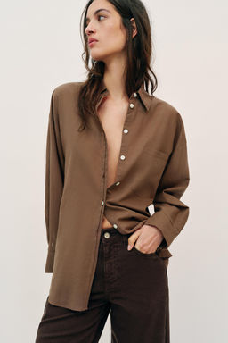 CAMISA OVERSIZE ALGOD?N / Marr?n - Zara фото 3