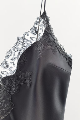 TOP SATINADO TIRANTES ENCAJE / Gris antracita - Zara фото 7