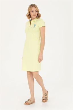 Женское светло-желтое трикотажное платье - U.s. polo assn фото 3