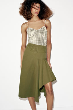 FALDA MIDI CINTUR?N / Khaki - Zara фото 5