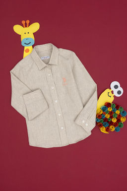 Рубашка с длинным рукавом цвета экрю для девочки Неожиданная скидка в корзине