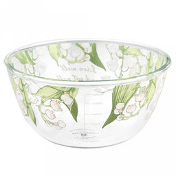 Салатник стеклянный "Ландыши" 2л д20,7см h10,3см, боросиликатное стекло, с деколью, с мерной шкалой (Китай)