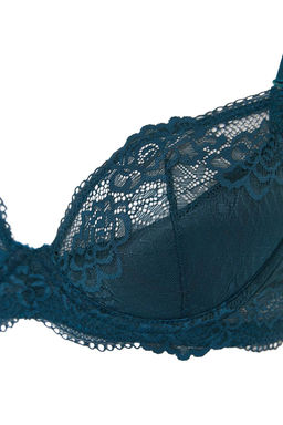Petrol Tekli Dantel Balenli Ajurlu Sabit Kap Balconette Sutyen THMSS24SU00030