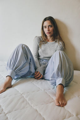 STRIPED POPLIN BALLOON TROUSERS - Zara фото 3