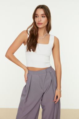 Ekru Crop Kal?n Ask?l? Bluz TWOAW20BZ0576