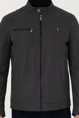 U. S. Polo Assn / Мужская кожаная куртка антрацитового цвета - U.s. polo assn фото 6