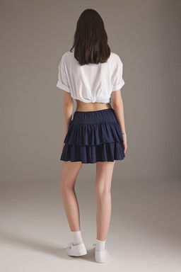 TRENDYOLMILLA Lacivert Etegi F?rf?rl? Mini Esnek Orme Etek TWOSS25ET00086  фото 5