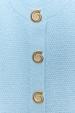 GOLD BUTTON TEXTURED KNIT WAISTCOAT TOP - Zara фото 6
