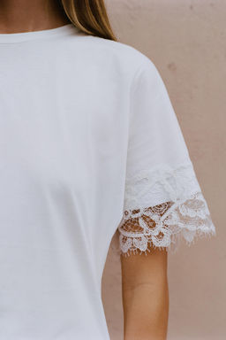 CAMISETA ASIM?TRICA ENCAJE / Blanco - Zara фото 3