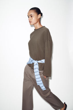 CAMISETA TEXTURA MANGA LARGA / Khaki - Zara фото 3