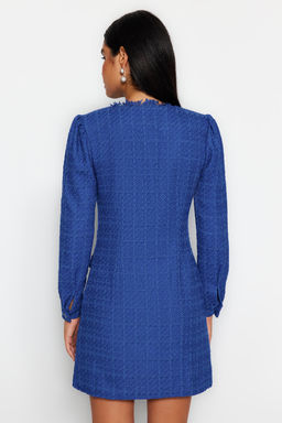 TRENDYOLMILLA Saks Duz Kesim Tuvit Ceket Dokuma Elbise TWOAW24EL00405  фото 10