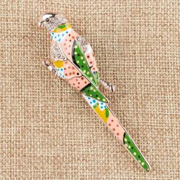 Брошь "Попугай" Эмаль, Хрусталь