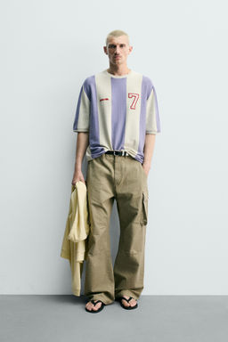 CAMISETA PUNTO RAYAS BORDADO PARCHE / Lila